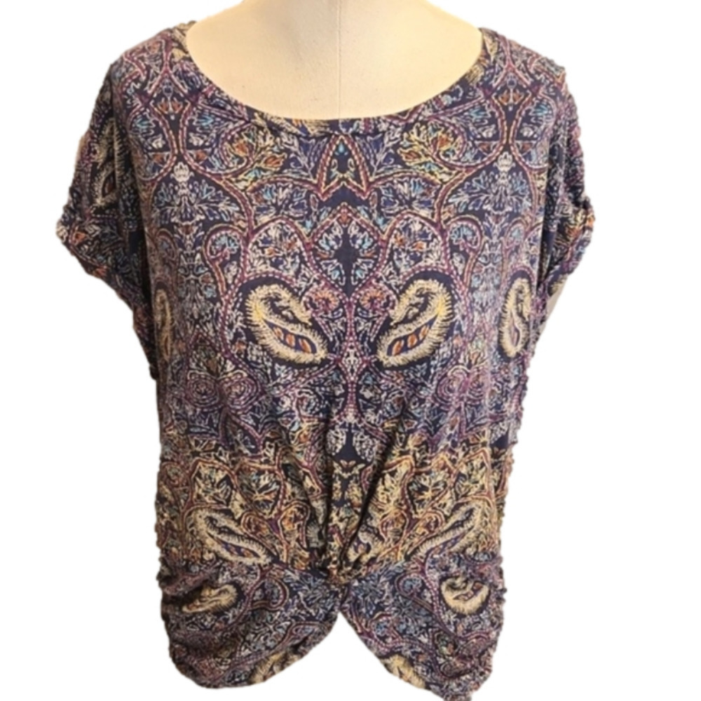 Lucky Brand Multicolor Paisley Short Sleeve Top